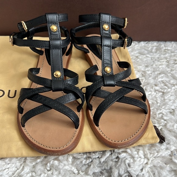 LOUIS VUITTON Black Gladiator Style Sandals - Picture 2 of 6